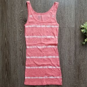 Mossimo Supply Co. Coral Tie Dye Tank with White Stripes